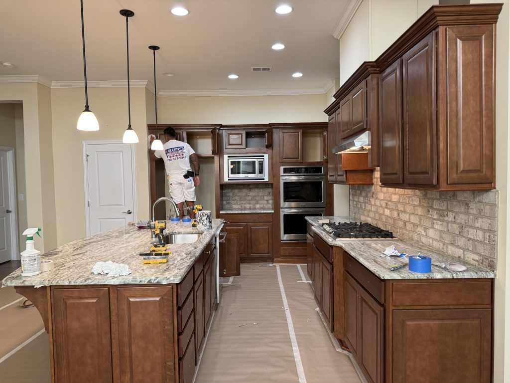 professional kitchen cabinet repainting in Charlotte Glennys Painting