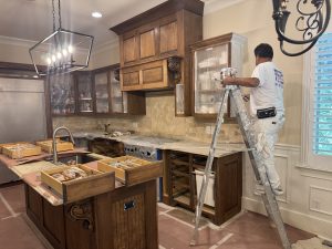 professional kitchen cabinet painting process in Charlotte by Glennys Painting